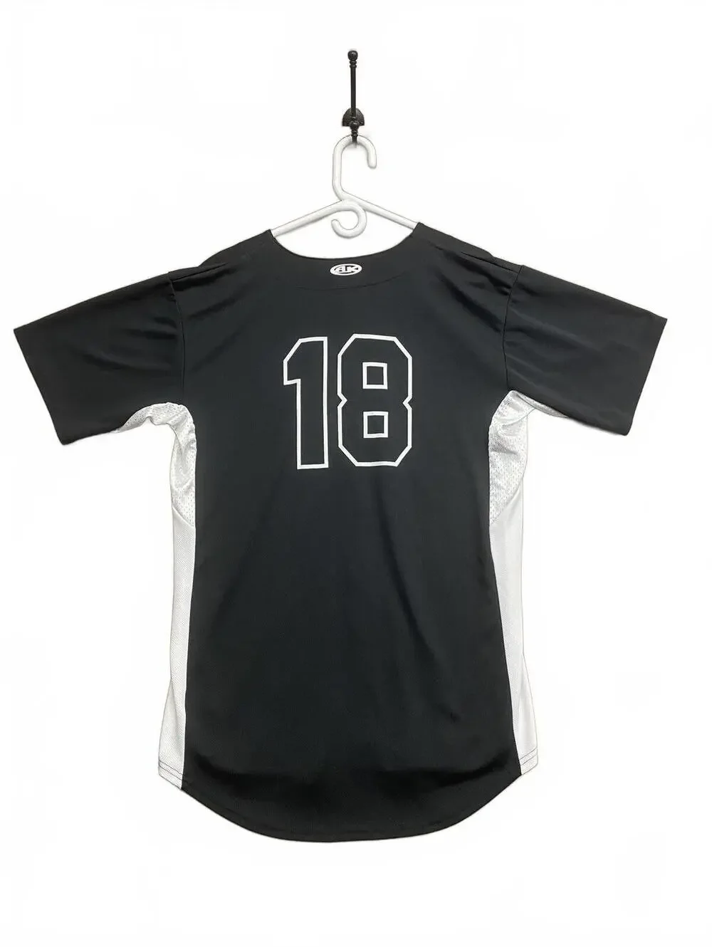 Athletic Knit 'Run As One' Black & White Baseball Jersey Number 18 on Back Sz L - Picture 2 of 6